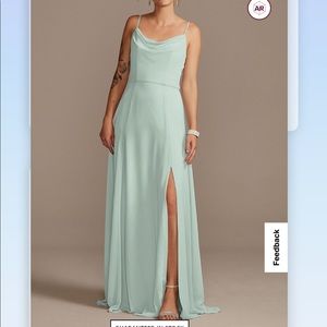 David’s Bridal Cowl Neck Chiffon Bridesmaid Dress with Slit